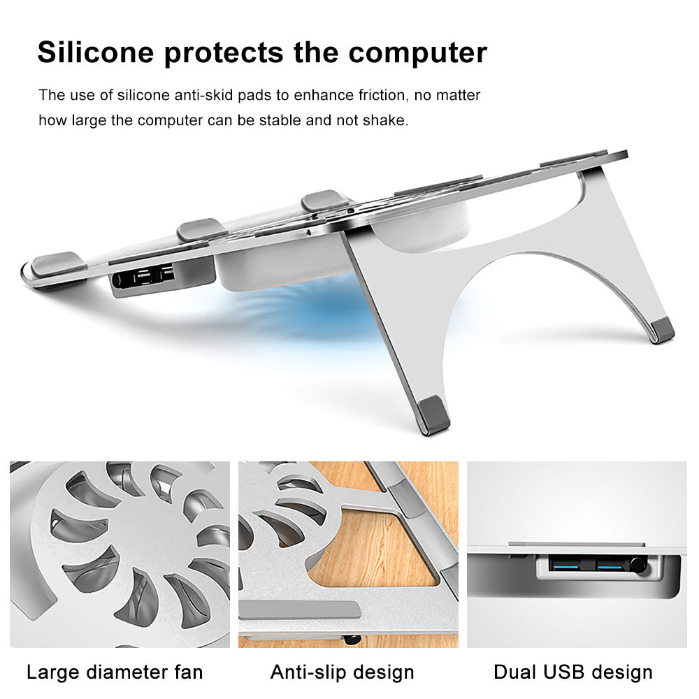 Adjustable Laptop Cooling Riser - Aluminum Folding Bracket