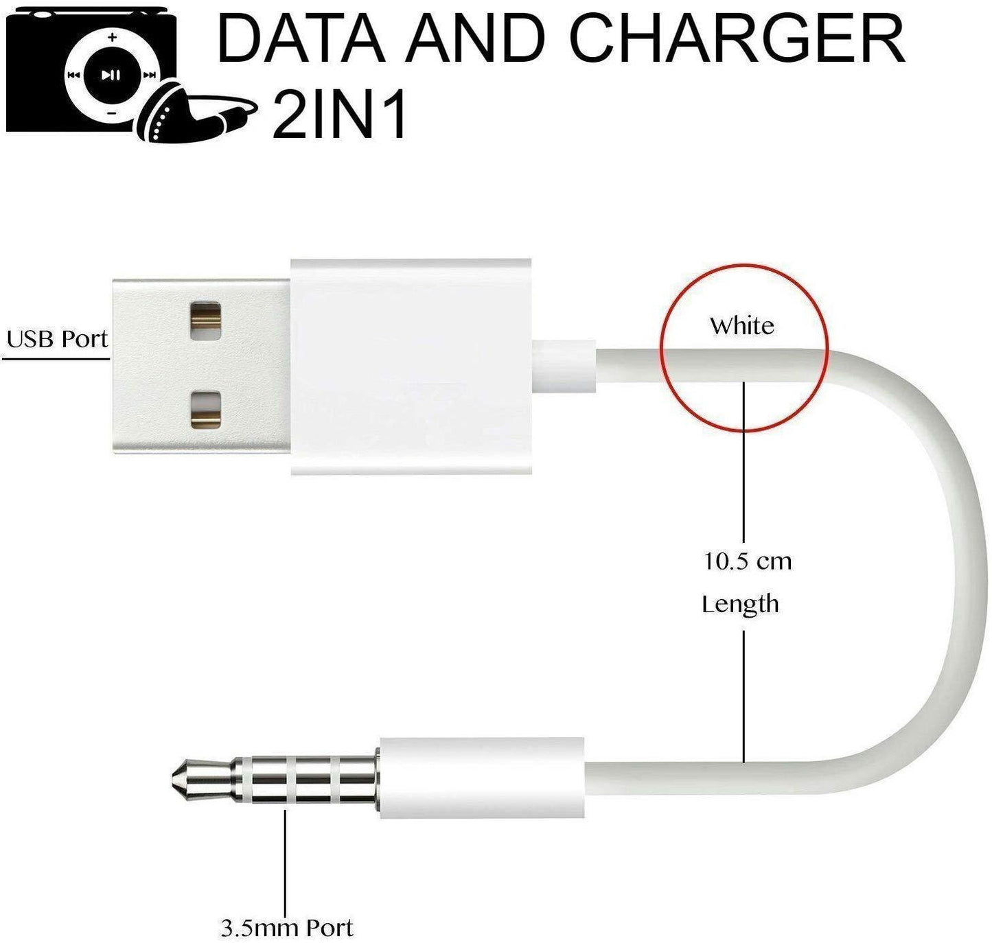 Car Audio AUX Jack to USB 2.0 Adapter Cord