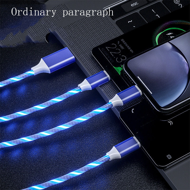 Flowing LED 3-in-1 Charger Cable (Micro USB/Type C/Lightning) | Multi-Port Fast Charging Wire