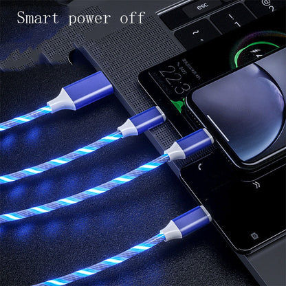 Flowing LED 3-in-1 Charger Cable (Micro USB/Type C/Lightning) | Multi-Port Fast Charging Wire