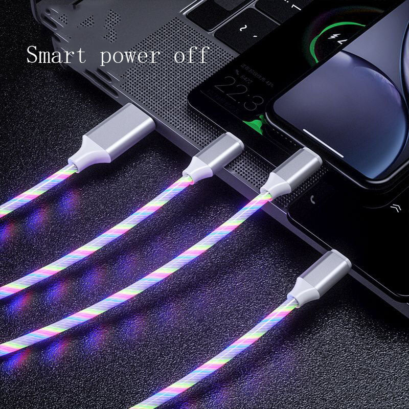 Flowing LED 3-in-1 Charger Cable (Micro USB/Type C/Lightning) | Multi-Port Fast Charging Wire