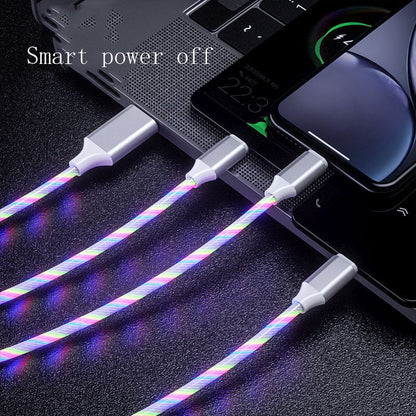 Flowing LED 3-in-1 Charger Cable (Micro USB/Type C/Lightning) | Multi-Port Fast Charging Wire