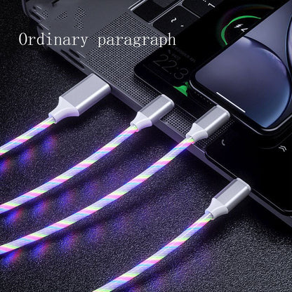 Flowing LED 3-in-1 Charger Cable (Micro USB/Type C/Lightning) | Multi-Port Fast Charging Wire