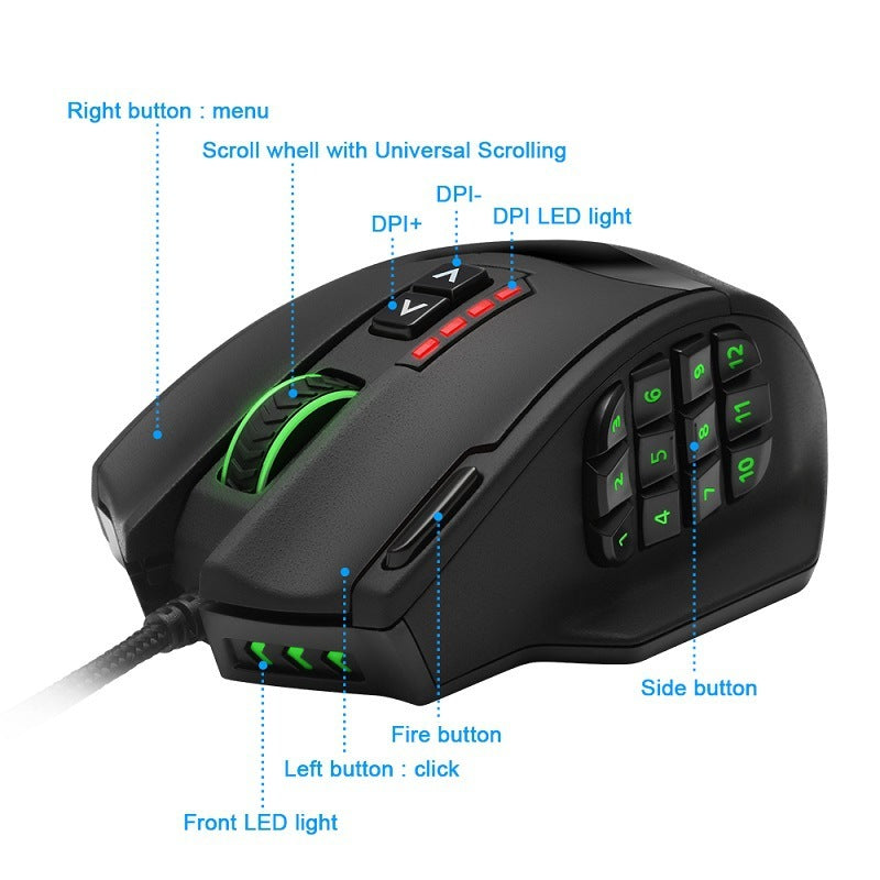 RGB Backlit Gaming Mouse - Ergonomic Wired/Wireless PC Gamer Mice