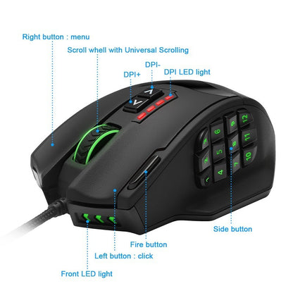 RGB Backlit Gaming Mouse - Ergonomic Wired/Wireless PC Gamer Mice
