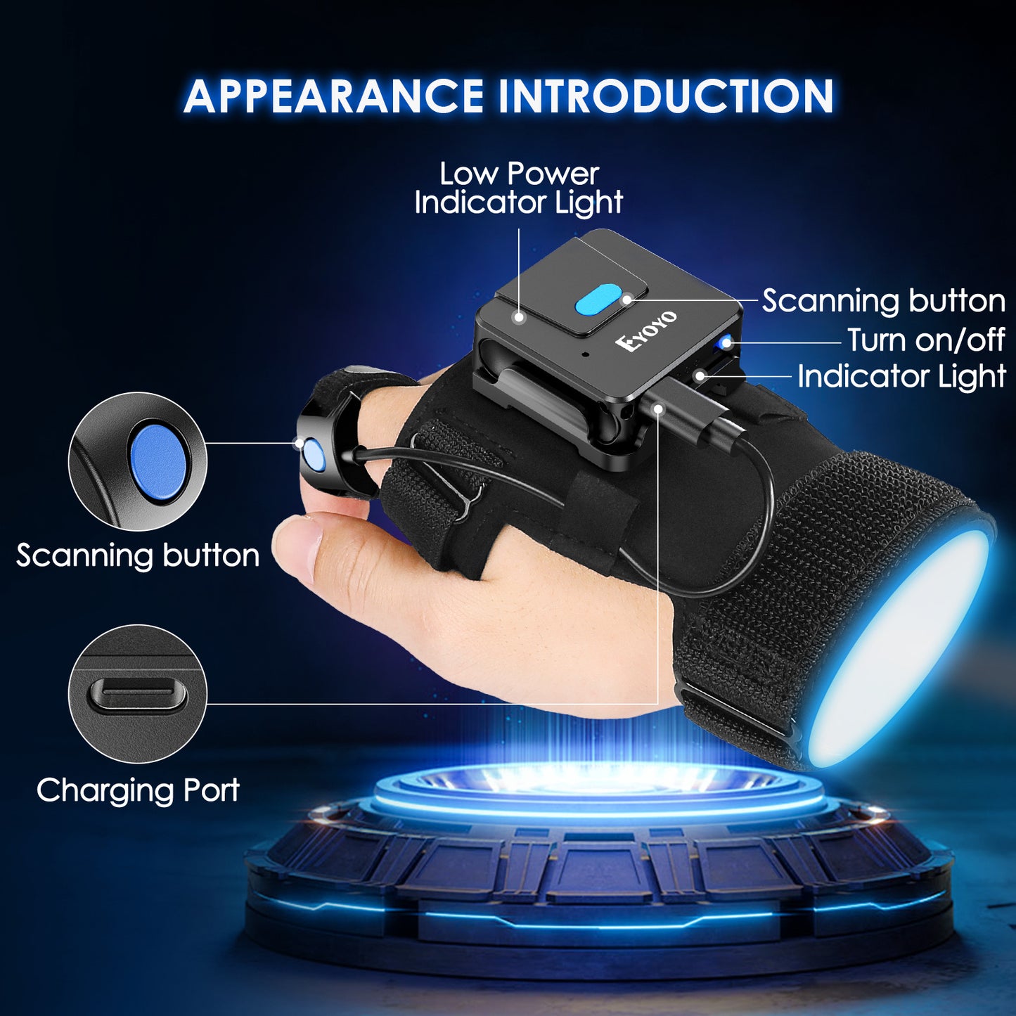 Portable Wrist Barcode SCANNER | Bluetooth 2D QR Code Reader Gloves