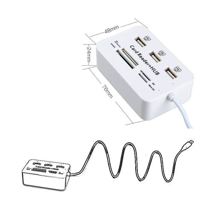 Compact USB 2.0 Hub (X Ports) with SD/MicroSD Card Reader | Portable All-in-One Data Hub for Laptop