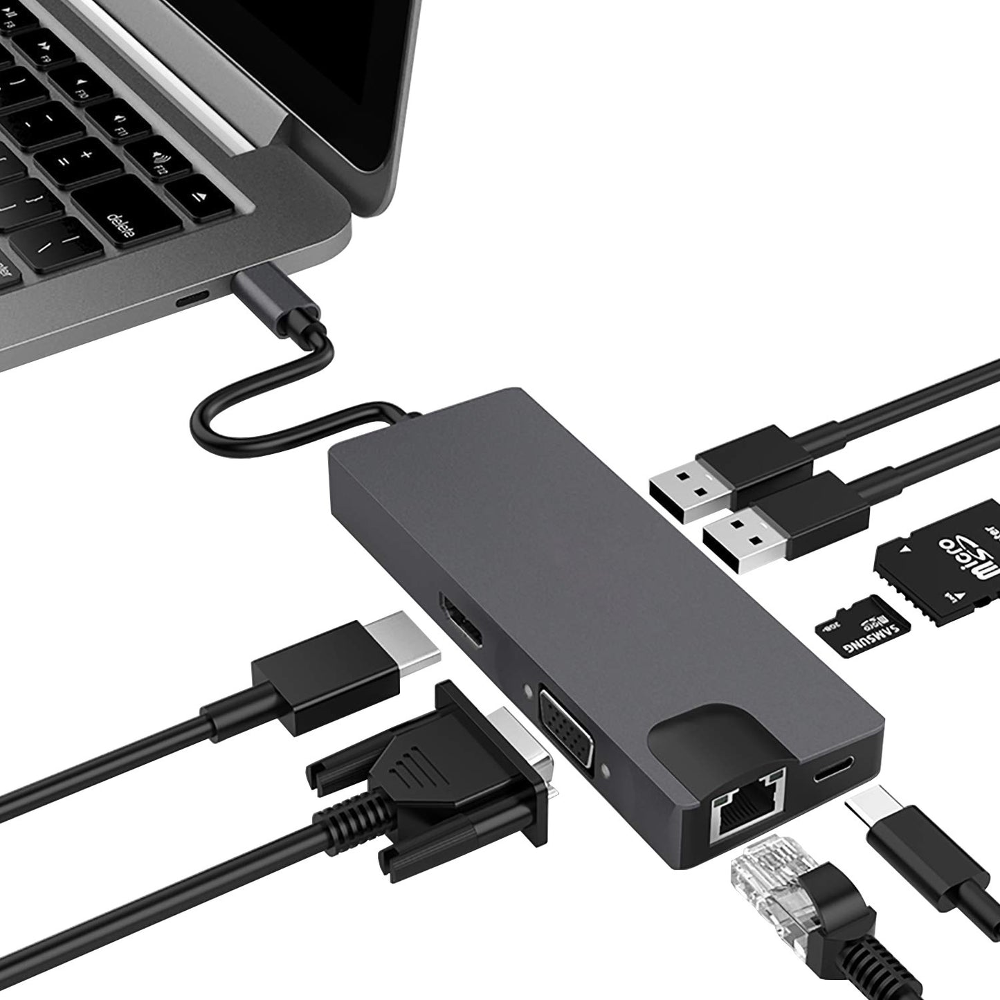 USB 3.0 Hub with Multi-Slot Memory Card Reader - SD/MicroSD/CF Splitter