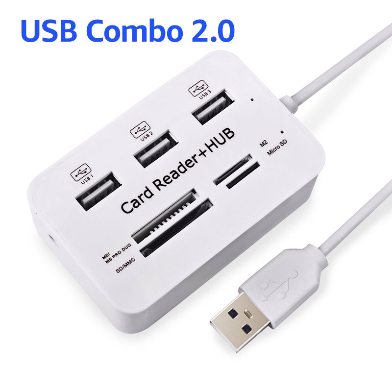 Compact USB 2.0 Hub (X Ports) with SD/MicroSD Card Reader | Portable All-in-One Data Hub for Laptop