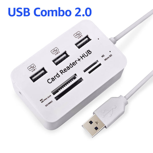 Compact USB 2.0 Hub (X Ports) with SD/MicroSD Card Reader | Portable All-in-One Data Hub for Laptop