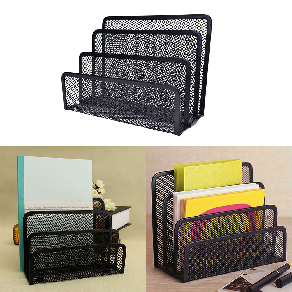 Office Mesh Desk Organizer | Metal Book Stand & File Sorter