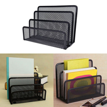 Office Mesh Desk Organizer | Metal Book Stand & File Sorter
