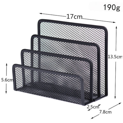 Office Mesh Desk Organizer | Metal Book Stand & File Sorter