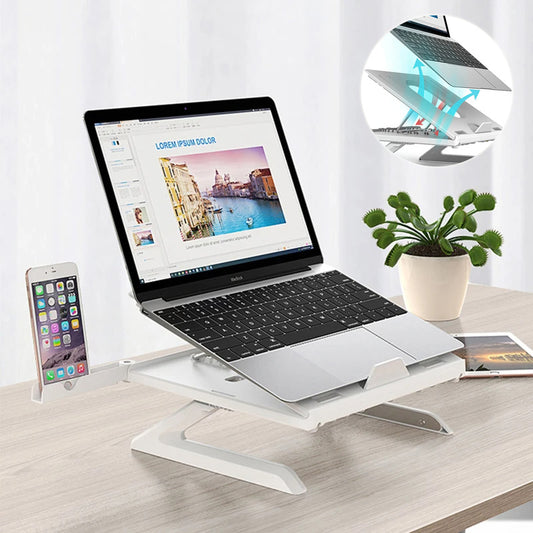 Portable Folding Aluminum Laptop Stand - Adjustable Height Riser