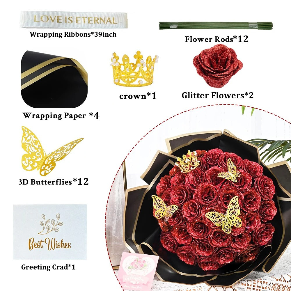 DIY Glitter Rose Bouquet