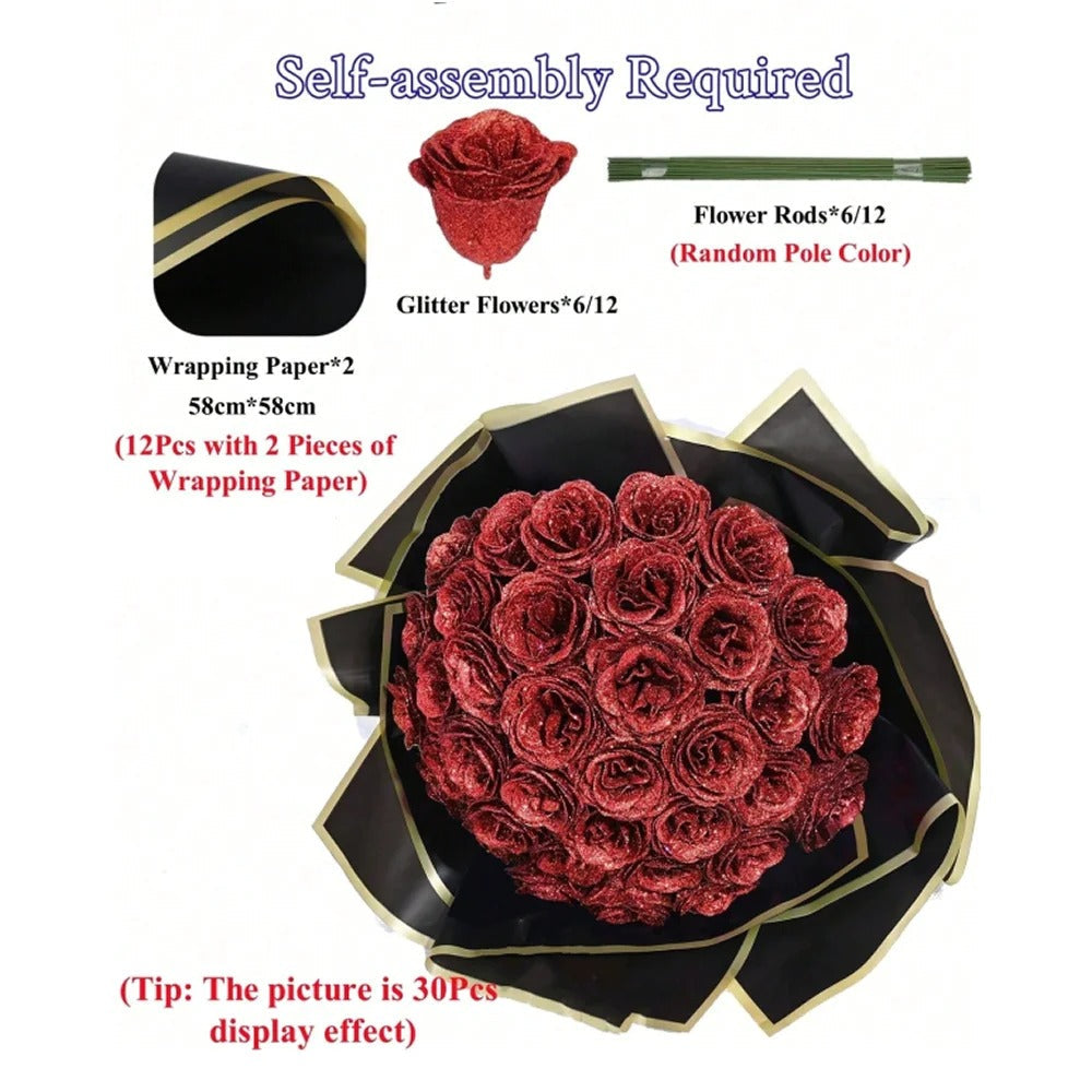 DIY Glitter Rose Bouquet