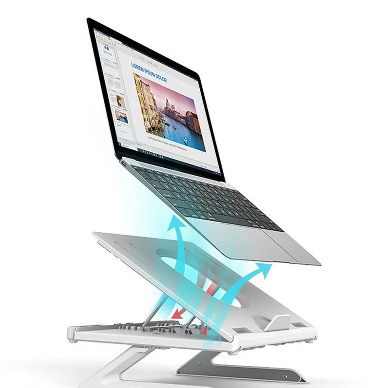 Portable Folding Aluminum Laptop Stand - Adjustable Height Riser