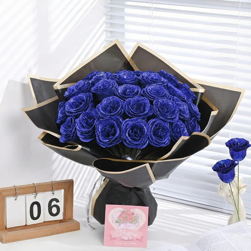DIY Glitter Rose Bouquet